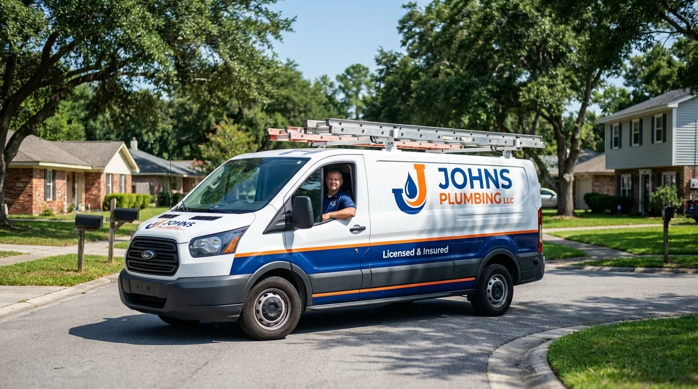 Johns Plumbing LLC service van in Hoquiam, WA